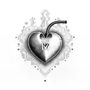 heart beat with the letter m tattoo design idea