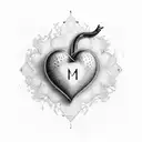 heart beat with the letter m tattoo design idea