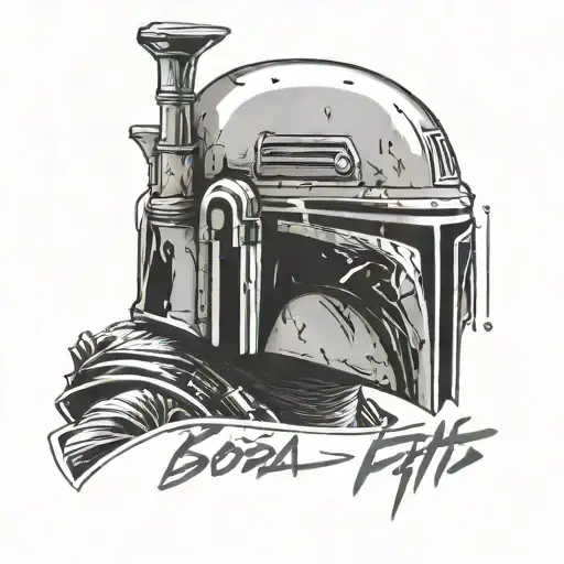 boba fett helmet. with star wars writing saying "God is always there"  tattoo design idea