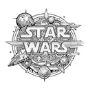 star wars language lettering spelling God is always around and add some star wars stuff around it tattoo design idea