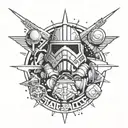 star wars language lettering spelling God is always around and add some star wars stuff around it tattoo design idea