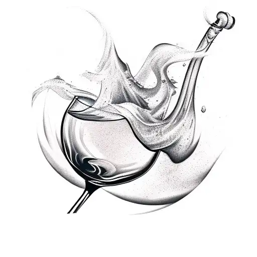 A painting-inspired tattoo of a wine glass with swirling smoke, capturing the essence of relaxation and indulgence tattoo design idea