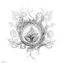 An intricate vine tattoo with book pages intertwined, symbolizing growth and knowledge tattoo design idea