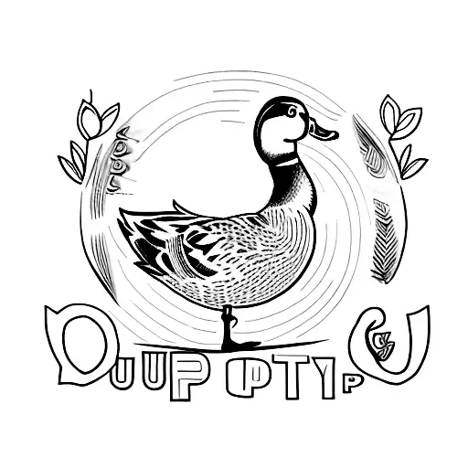 duck and inscription "2UP" tattoo design idea