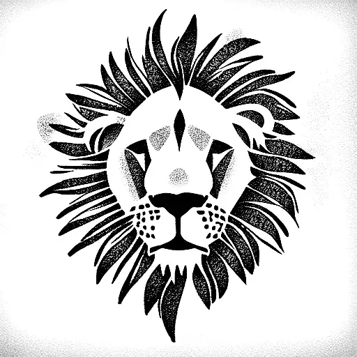 lion made from daisys petals blowing in wind tattoo design idea
