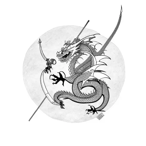 dragon around the long sword tattoo design idea