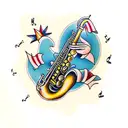 musician playing saxophone  tattoo design idea