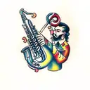 musician playing saxophone  tattoo design idea
