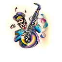 musician playing saxophone  tattoo design idea