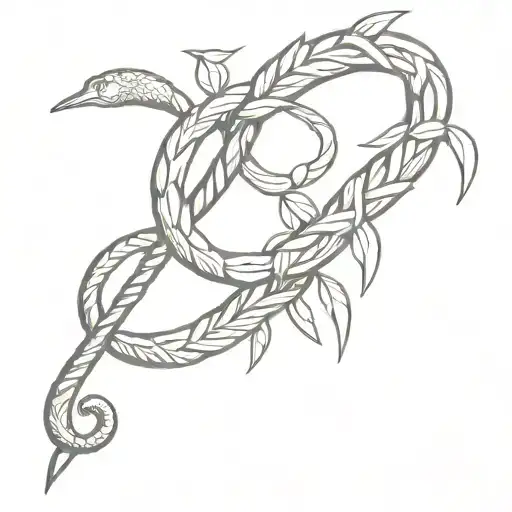 branch instead of snake in rod of Asclepius tattoo design idea
