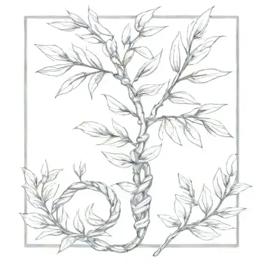 Olive branch instead of snake in rod of Asclepius tattoo design idea