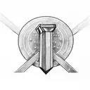 Thor Mjolnir Hammer in Marvel style, outlines only tattoo design idea