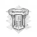 Thor Mjolnir Hammer in Marvel style, outlines only tattoo design idea