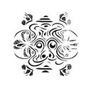 A minimalist tattoo of a cat's paw print with a small saw blade incorporated into it, representing the client's interest in both cats and the Saw movies. tattoo design idea