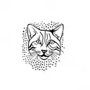 A minimalist tattoo of a cat's paw print with a small saw blade incorporated into it, representing the client's interest in both cats and the Saw movies. tattoo design idea