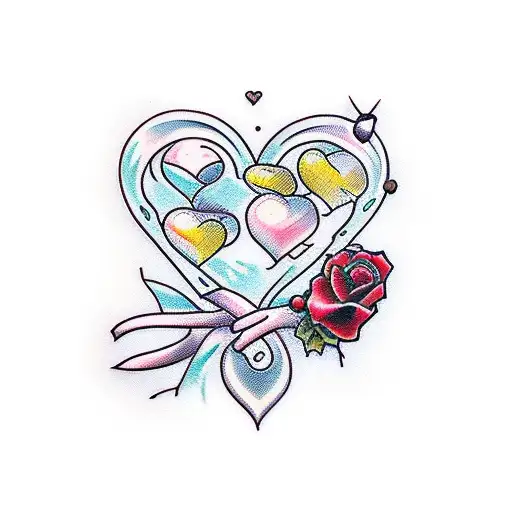 wine pouring hearts in glass couple tattoo tattoo design idea