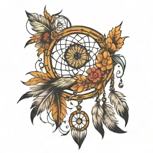 dreamcatcher sideways orientation  tattoo design idea