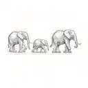 a family of african elephants  tattoo design idea