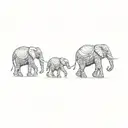 a family of african elephants  tattoo design idea