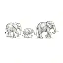 a family of african elephants  tattoo design idea