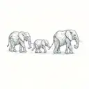 a family of african elephants  tattoo design idea