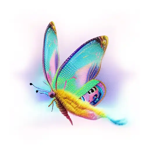 butterfly flying in pink and blue waves  tattoo design idea