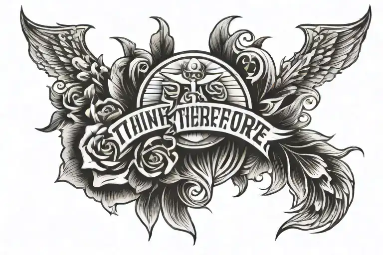 I think therefore I am 41 logos incorporated tattoo design idea