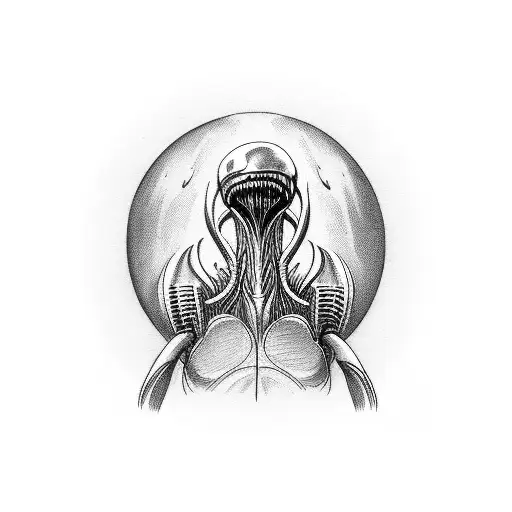 Xenomorph chasing a ball tattoo design idea