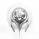 Xenomorph chasing a ball tattoo design idea
