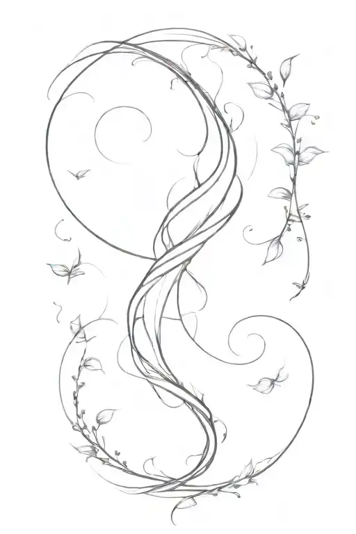 wind wild tornado swirl  with seperate leaves circling tattoo design idea