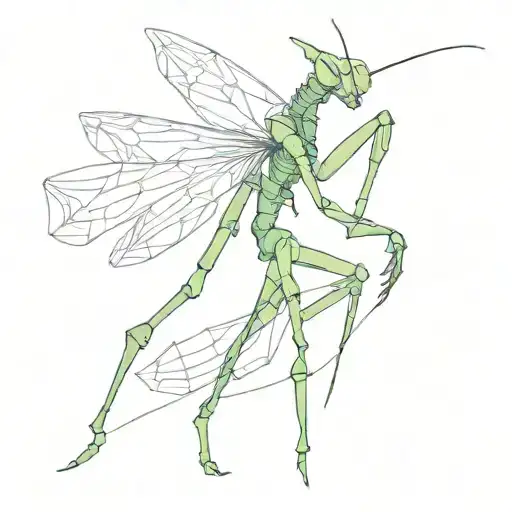 synthesis for minimalist tattoo of mantis in defense position tattoo design idea