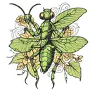 synthesis for minimalist tattoo of mantis in defense position tattoo design idea