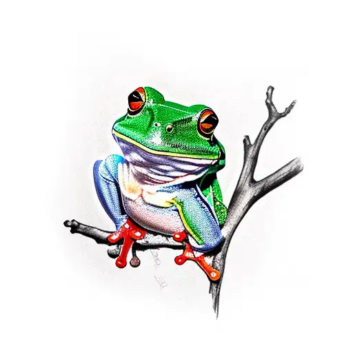 green tree frog, kookaburra  tattoo design idea
