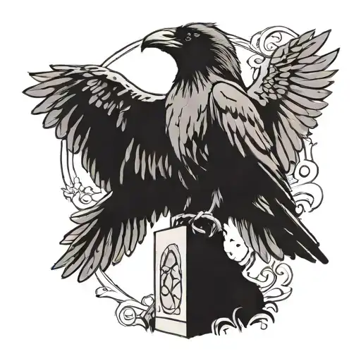 Raven perched on tombstone  tattoo design idea