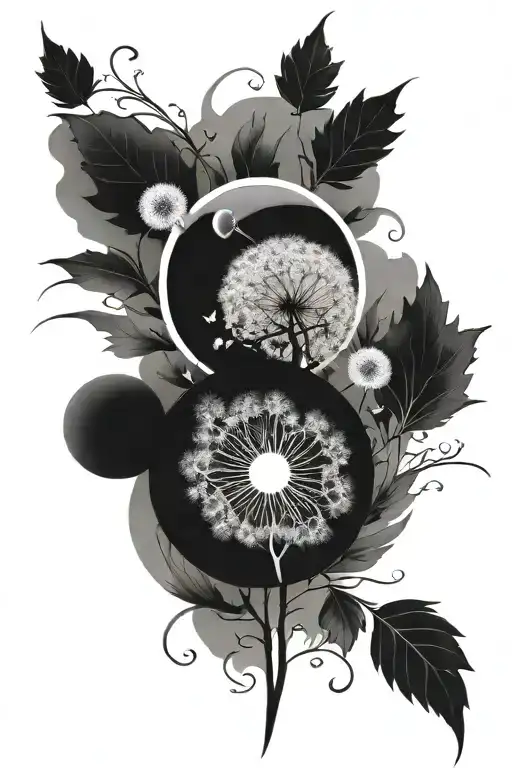 Ying Yang with Dandelion Transforming tattoo design idea