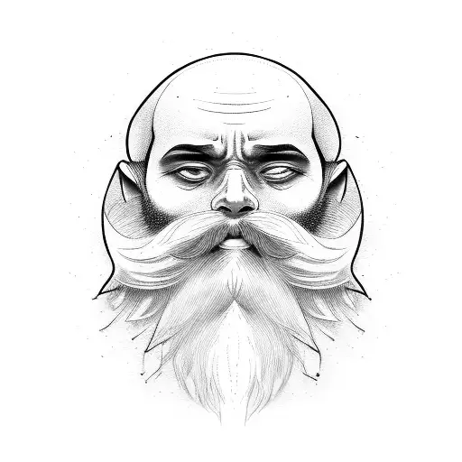 a bearded lonely monk tattoo design idea