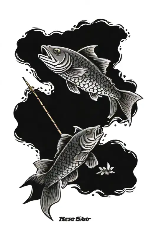 fishing son and dad memorial tattoo design idea
