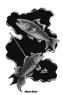 fishing son and dad memorial tattoo design idea