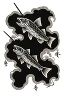 fishing son and dad memorial tattoo design idea