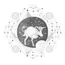 A constellation of stars forming the shape of a goat (Capricorn) against a backdrop of the phases of the moon tattoo design idea