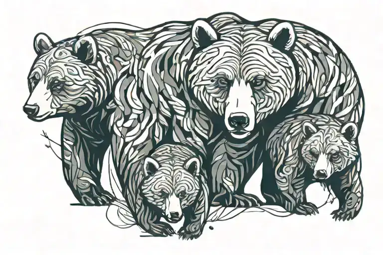 Mother bear and cub tattoo design idea