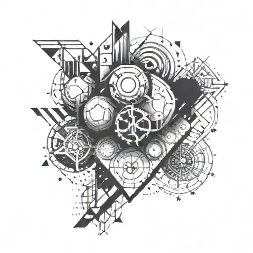 Incorporate a gear shift knob into a geometric pattern tattoo on the chest tattoo design idea
