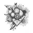 Incorporate a gear shift knob into a geometric pattern tattoo on the chest tattoo design idea