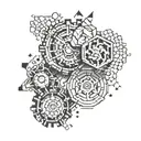 Incorporate a gear shift knob into a geometric pattern tattoo on the chest tattoo design idea