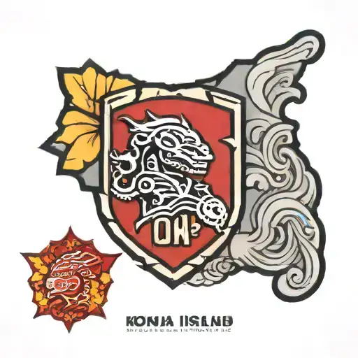 Kona island shape with a red Ironman triathlon logo in it  tattoo design idea