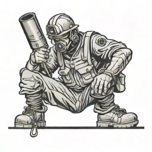 seabee, construction electrician working tattoo design idea