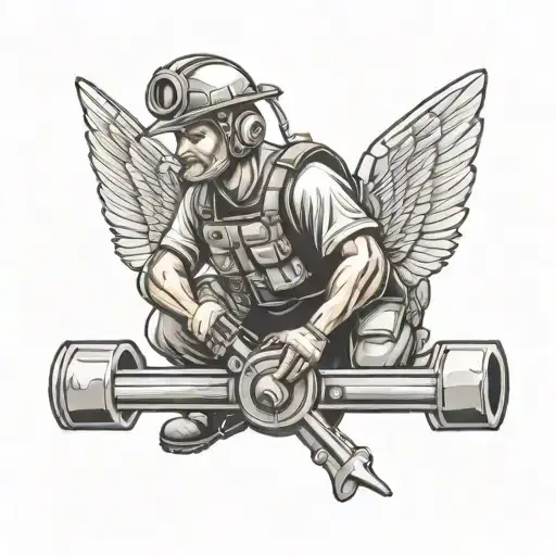 seabee, construction electrician working together tattoo design idea