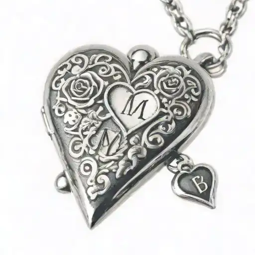 A heart-shaped locket with each family member's initials engraved on it tattoo design idea