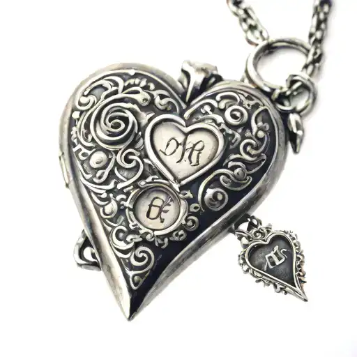 A heart-shaped locket with each family member's initials engraved on it tattoo design idea