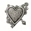 A heart-shaped locket with each family member's initials engraved on it tattoo design idea